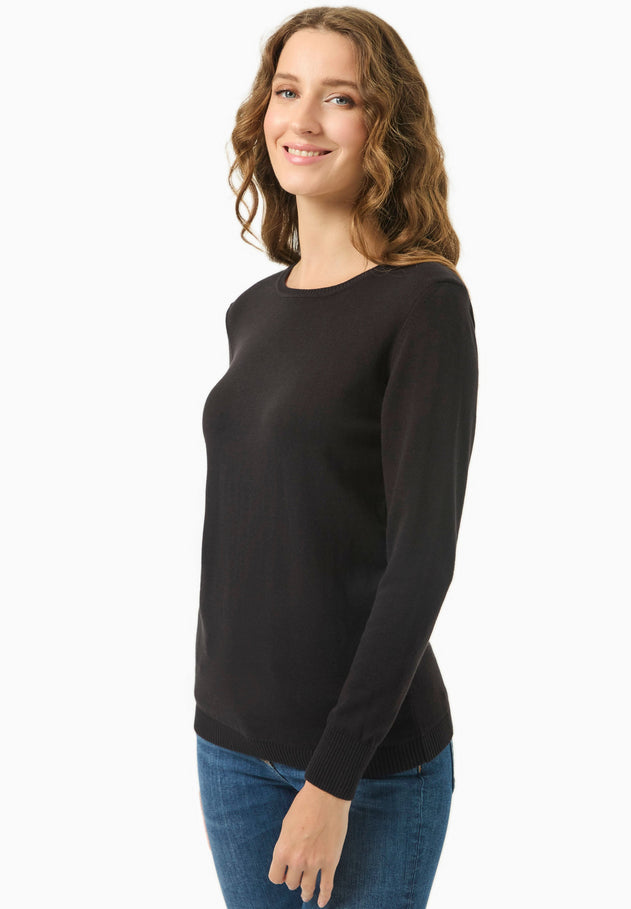 Women's Round Neck Organic Cotton Knit Black