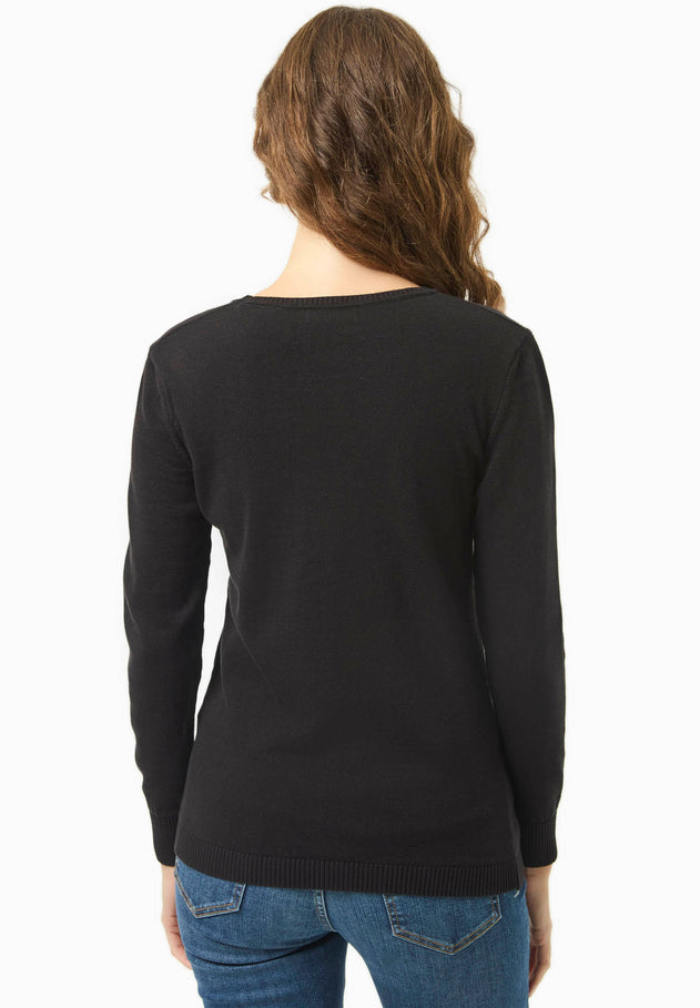 Women's Round Neck Organic Cotton Knit Black