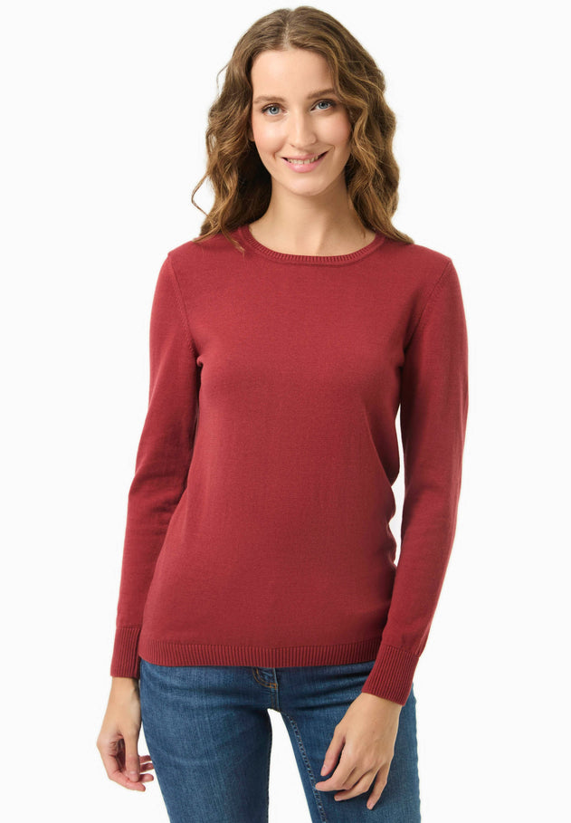 Women's Round Neck Organic Cotton Knit Merlot