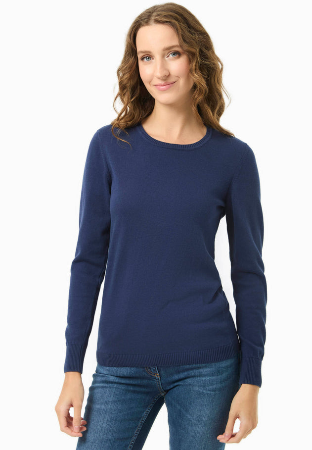 Women's Round Neck Organic Cotton Knit Navy