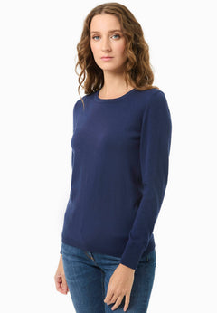 Women's Round Neck Organic Cotton Knit Navy