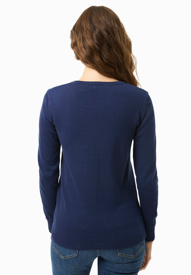 Women's Round Neck Organic Cotton Knit Navy