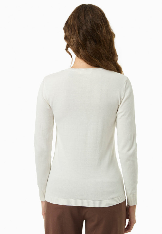 Women's Round Neck Organic Cotton Knit Off White