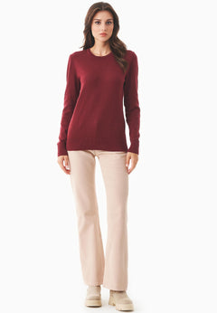 Women's Round Neck Organic Cotton Knit Syrah Red