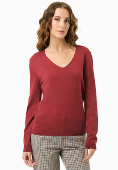 V-Neck Knitted Organic Cotton Sweater Merlot