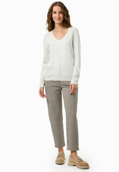 V-Neck Knitted Organic Cotton Sweater Off White