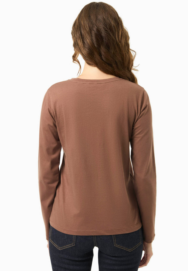 Women's Casual Long-Sleeved T-Shirt Cocoa Brown