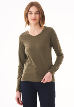 Women's Casual Long-Sleeved T-Shirt Military Olive