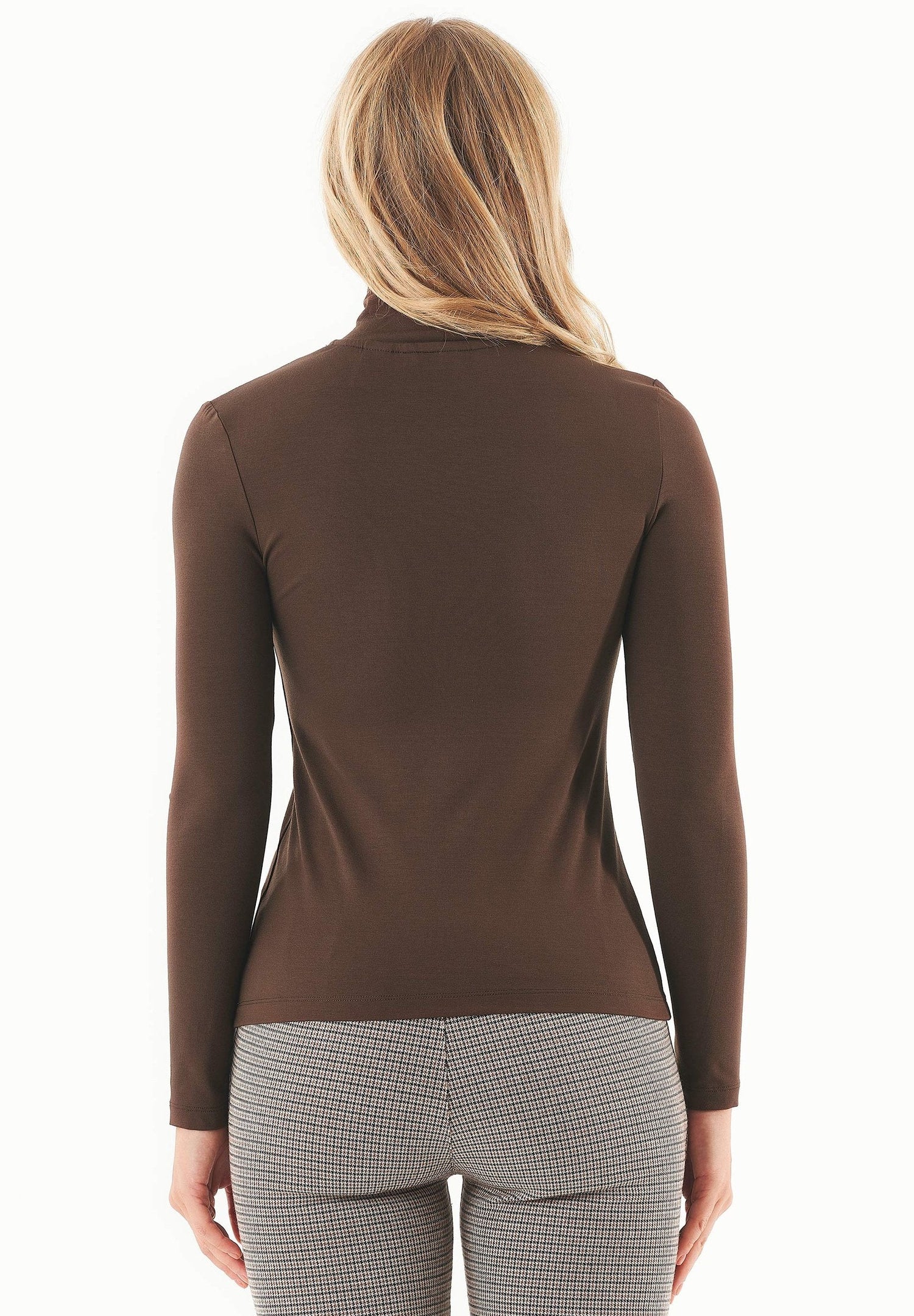 Women's Turtleneck Long-Sleeve Top Chestnut Brown