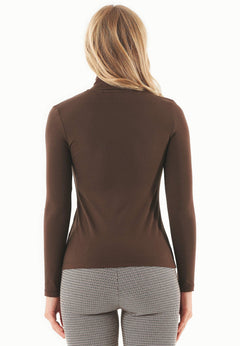 Women's Turtleneck Long-Sleeve Top Chestnut Brown