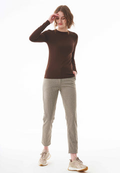 Women's O-Neck Long-Sleeve Top Chestnut Brown