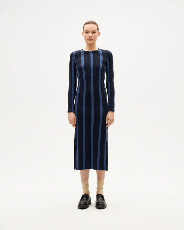 Gina Dress Navy Striped