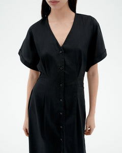 Laura Button Dress Black
