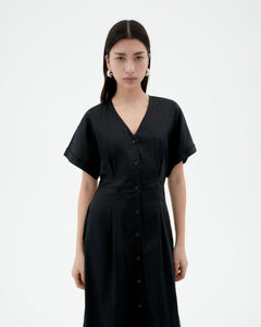 Laura Button Dress Black