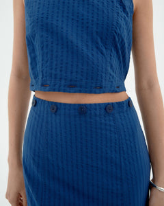 Wila Dress Seersucker Cobalt Blue
