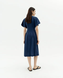 Laura Hemp Blend Button Dress Navy