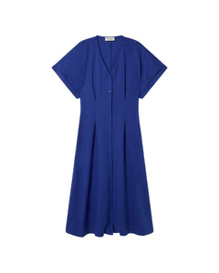 Laura Hemp Blend Button Dress Indigo
