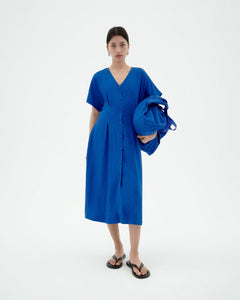Laura Hemp Blend Button Dress Indigo