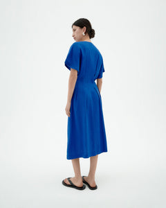 Laura Hemp Blend Button Dress Indigo