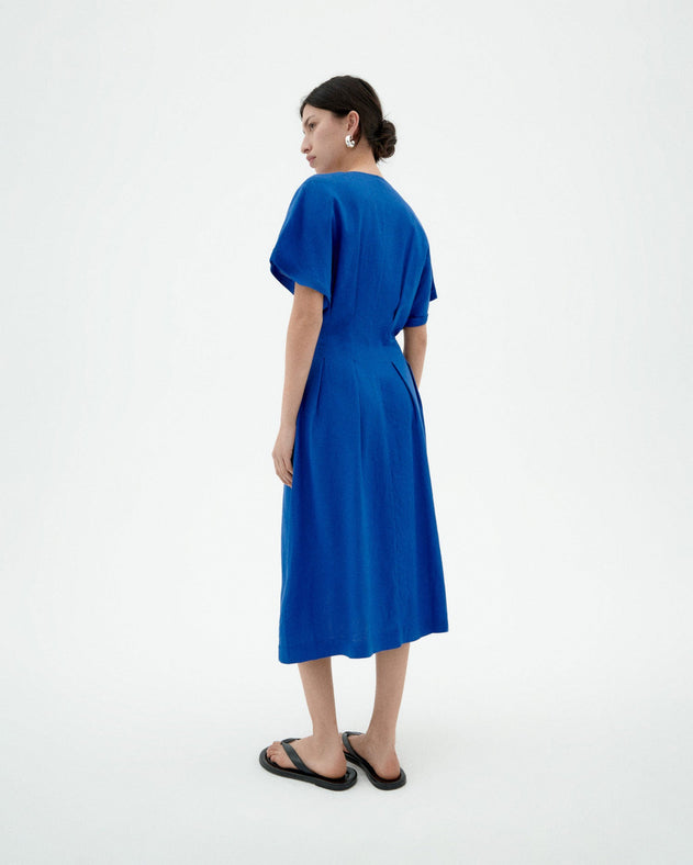 Laura Hemp Blend Button Dress Indigo