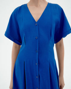 Laura Hemp Blend Button Dress Indigo
