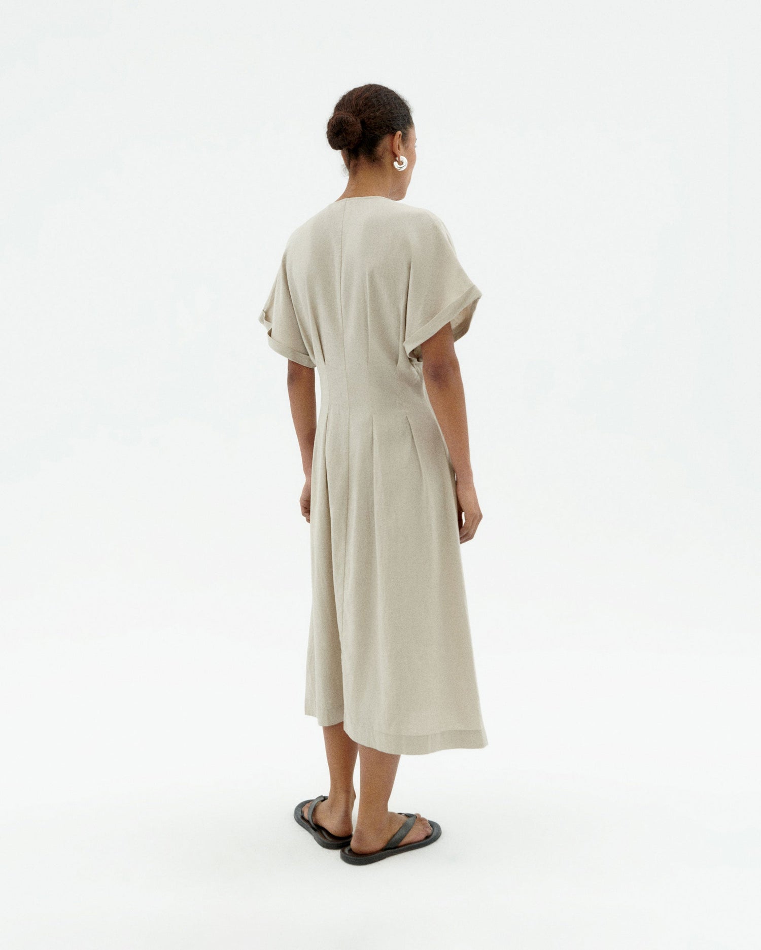 Laura Hemp Blend Button Dress Oatmeal