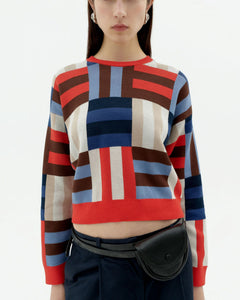 Philis Knitted Sweatshirt Multicolor Red