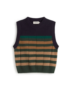 Sherry Vest Knitted Wool Yellow Striped