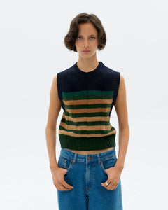 Sherry Vest Knitted Wool Yellow Striped