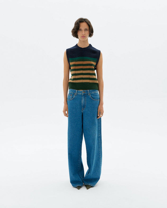 Sherry Vest Knitted Wool Yellow Striped
