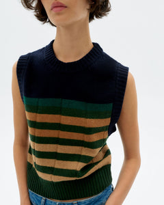 Sherry Vest Knitted Wool Yellow Striped