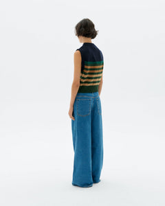 Sherry Vest Knitted Wool Yellow Striped