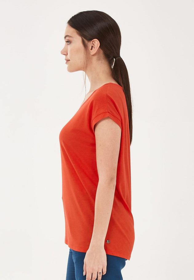 Women's Lyocell Blend V-Neck T-Shirt Red