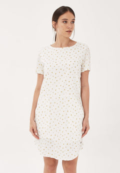 Delicate Print Organic Cotton Mini Dress White