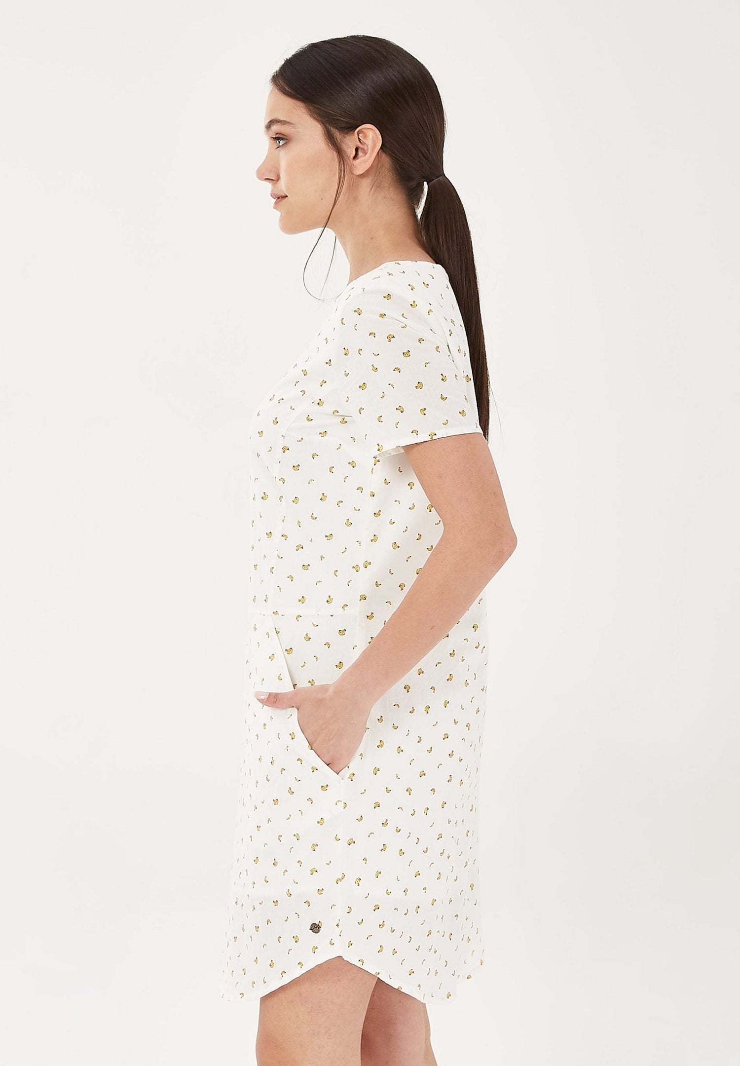 Delicate Print Organic Cotton Mini Dress White