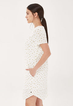 Delicate Print Organic Cotton Mini Dress White