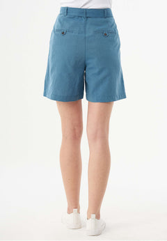 Belted Linen-Cotton Shorts Petrol Blue