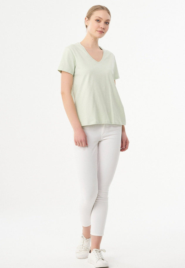 Basic V-Neck T-Shirt Sage Green