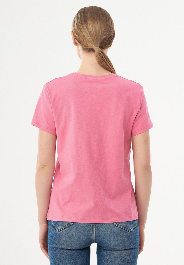 Women's Basic V-Neck T-Shirt Hot Pink