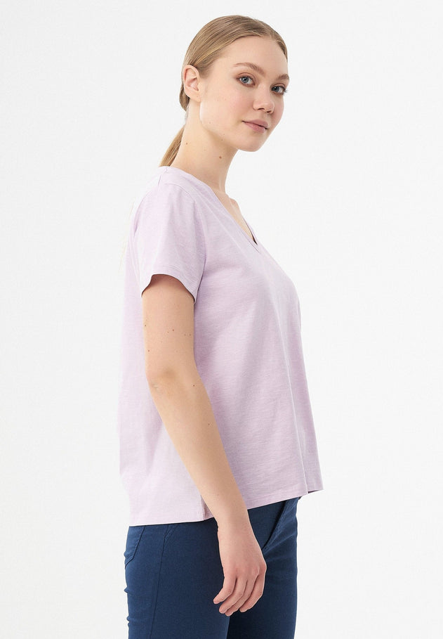 Basic V-Neck T-Shirt Lavender Fog