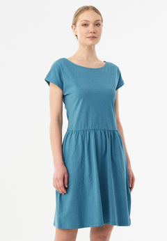 Slub Jersey Dress With Side Pockets Petrol Blue Green