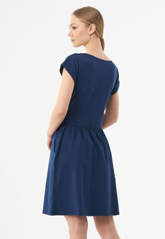 Slub Jersey Dress With Side Pockets Navy Blue