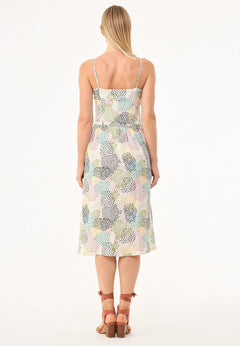 Spaghetti Strap Button Front Dress Multi Color Spots