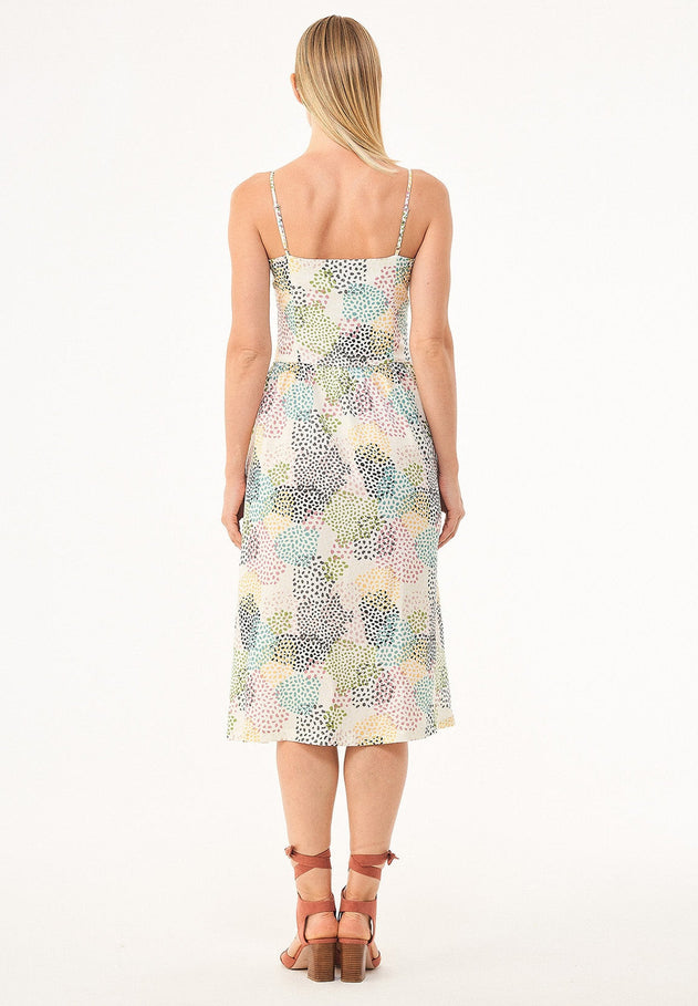 Spaghetti Strap Button Front Dress Multi Color Spots