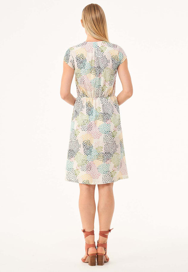 V-Neck Elastic Waist Dress Multi Color Spots