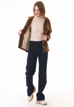 Women's Corduroy Jacket With Teddy Lining Camel