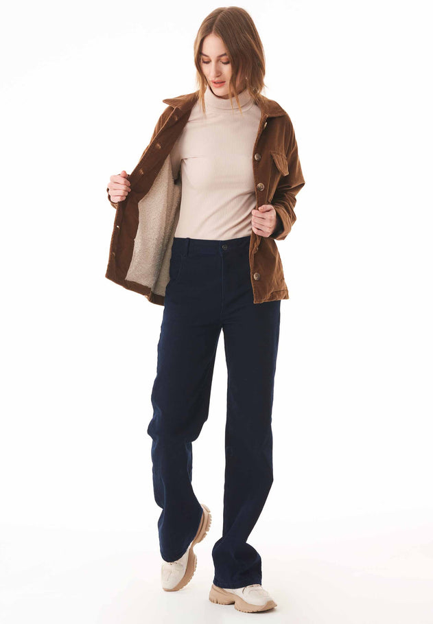 Women's Corduroy Jacket With Teddy Lining Camel