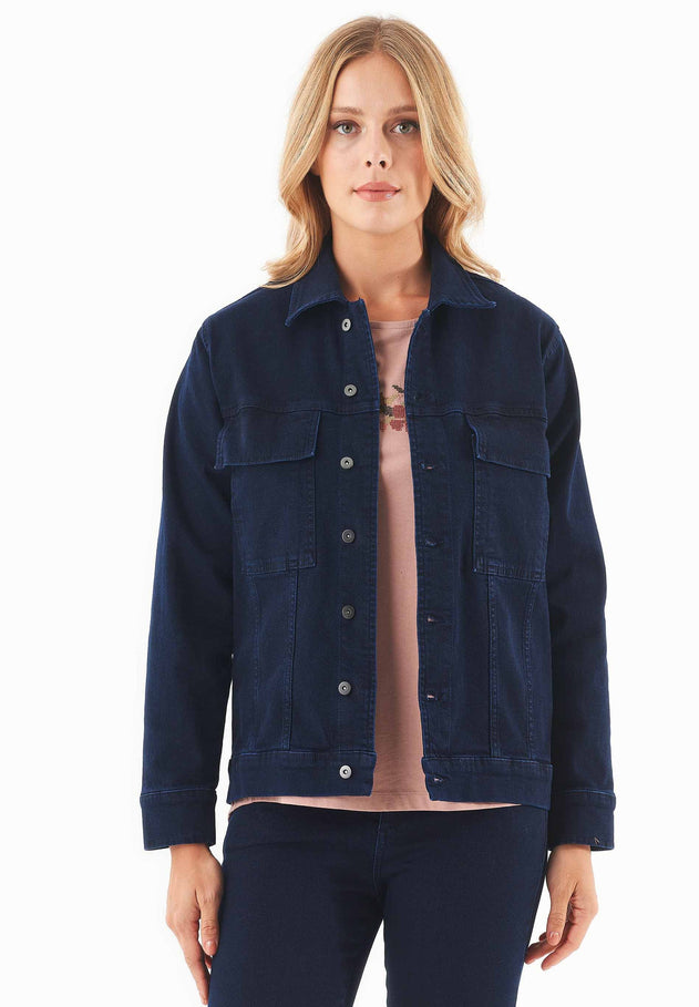 Women's Organic Cotton Denim Jacket Dark Navy