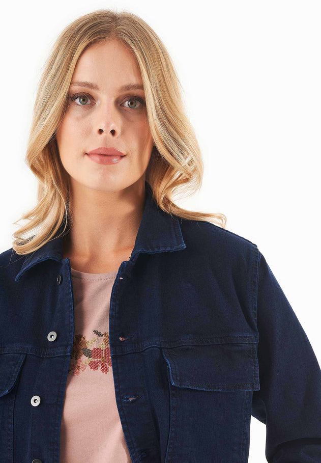 Women's Organic Cotton Denim Jacket Dark Navy