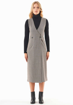 Organic Cotton Blend Dress With Houndstooth Pattern